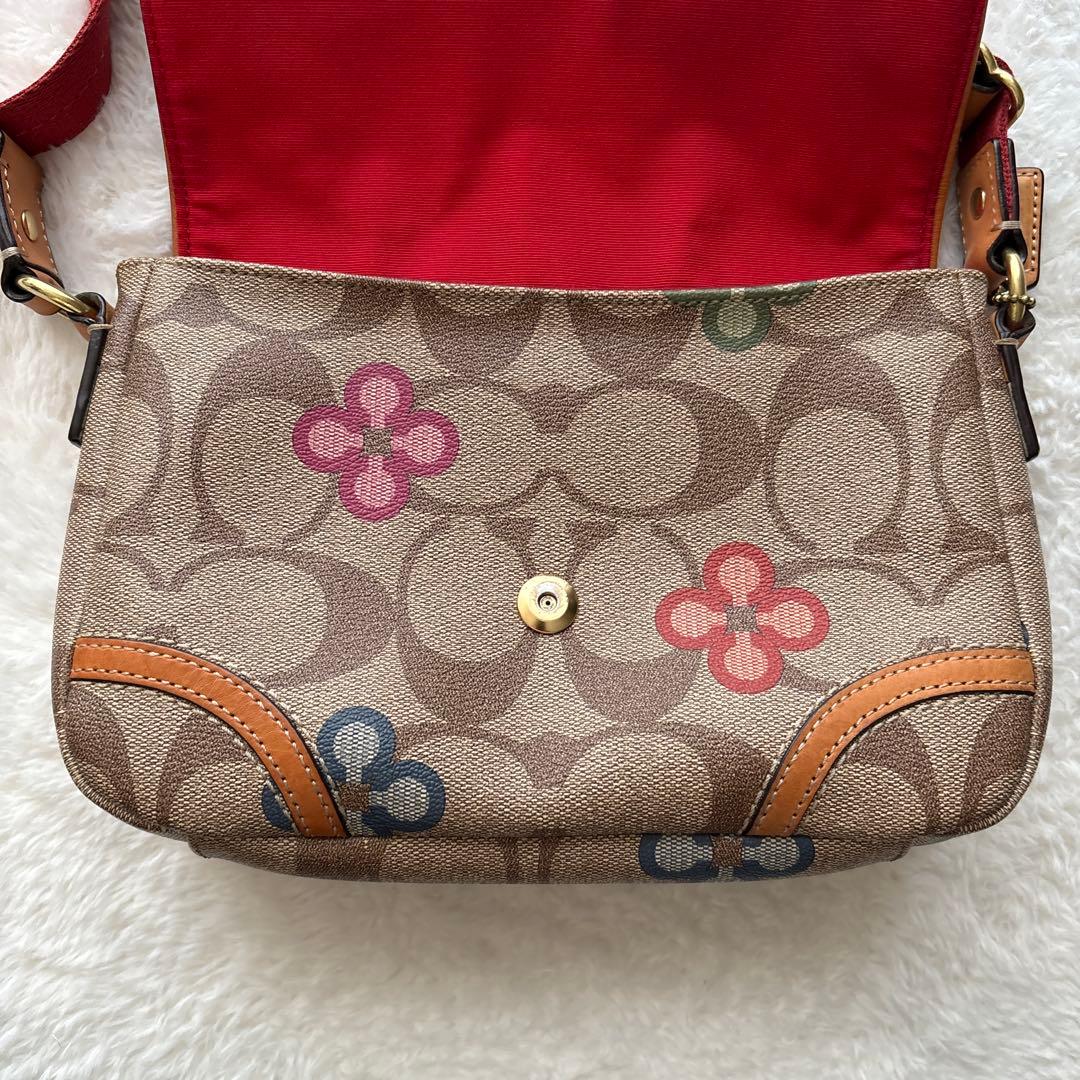 美品】コーチ COACH 花柄ショルダーバッグ 2WAY 赤 シグネチャー