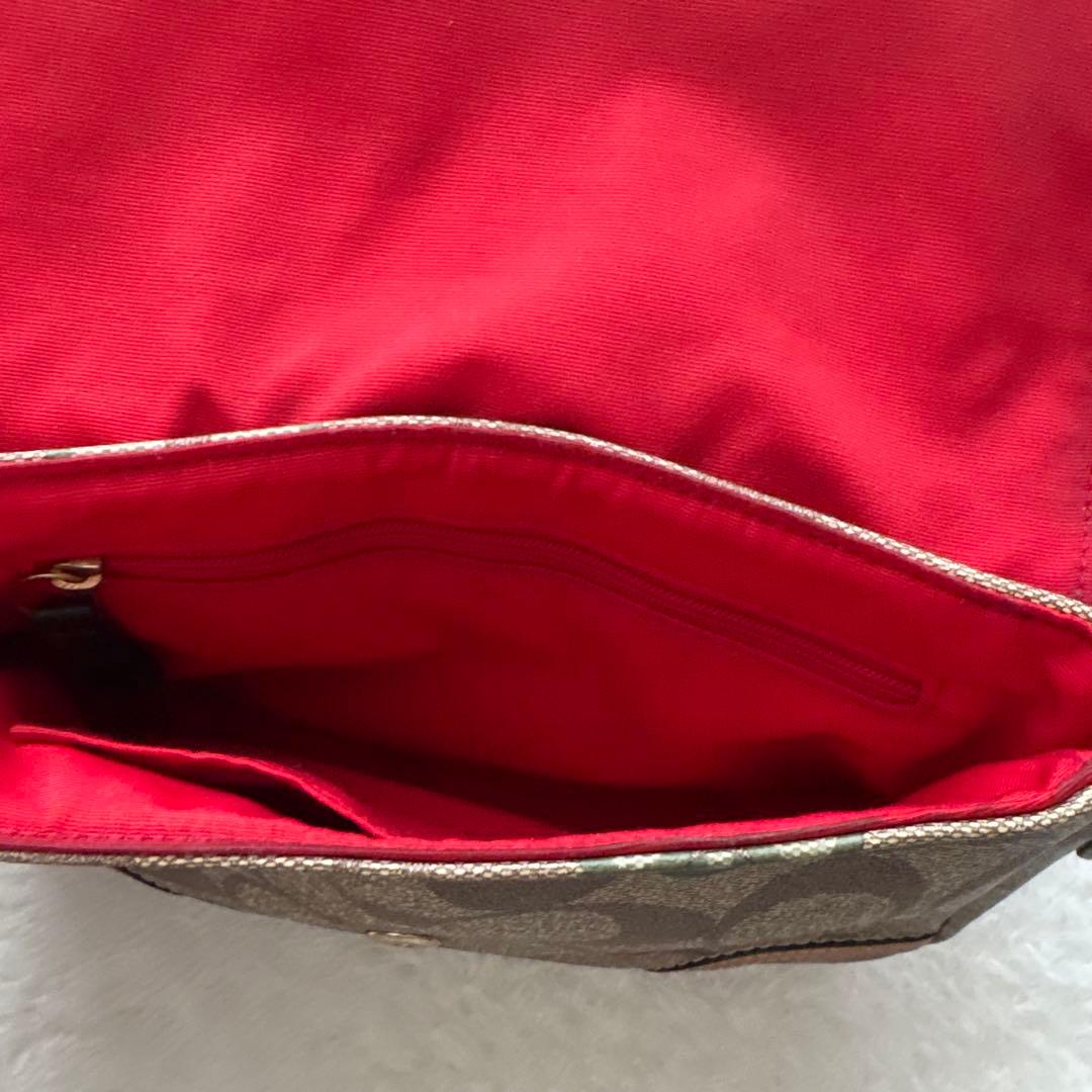美品】コーチ COACH 花柄ショルダーバッグ 2WAY 赤 シグネチャー