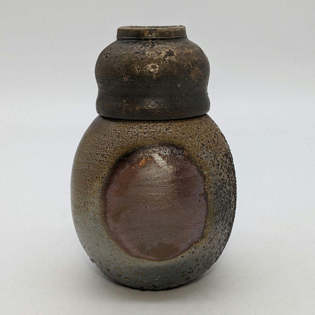 藤本道生 備前焼 ゴマ窯変徳利&虹彩ぐい呑 共箱共布 酒器 とっくり