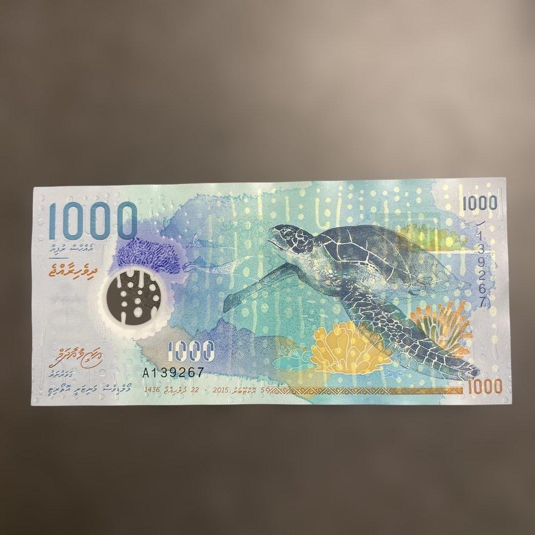 モルディブ紙幣1000ルフィヤ（MVR）紙幣（海亀・ジンベイザメ） - メルカリ
