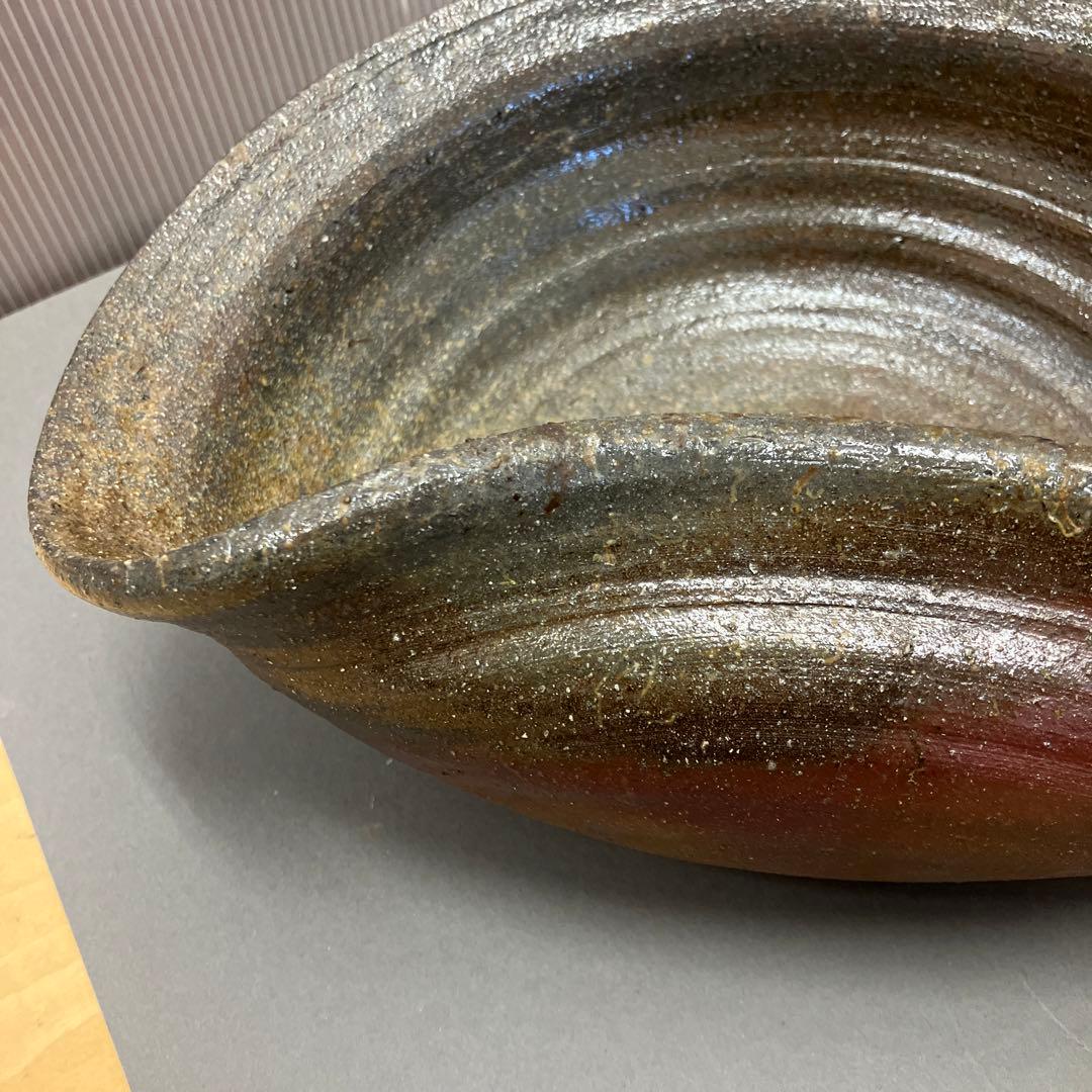 骨董品 茶道具 古常滑焼￼菓子鉢 時代箱 背景キズ S203HI