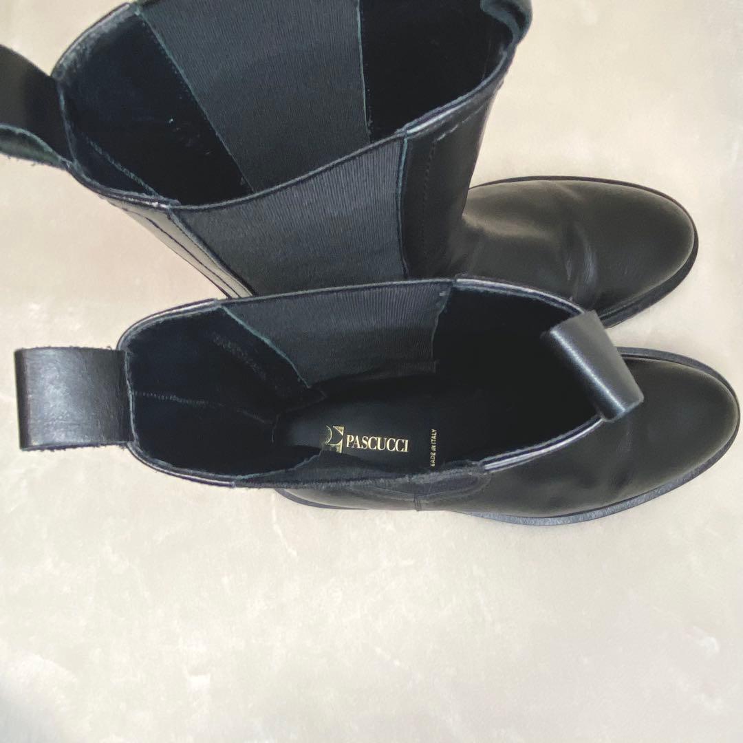 パスクッチ イエナ別注 サイドゴアブーツ 37 厚底 本革 軽量 黒