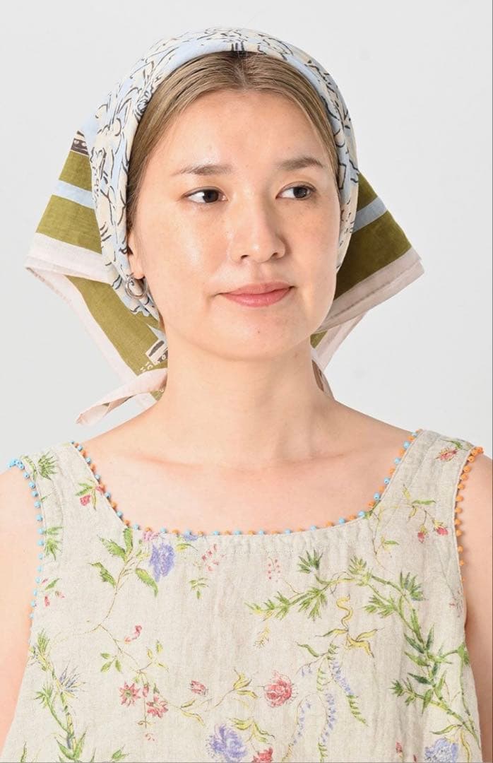 45R インド綿麻二重織フラワープリントのぽよんキャミソール02サイズ