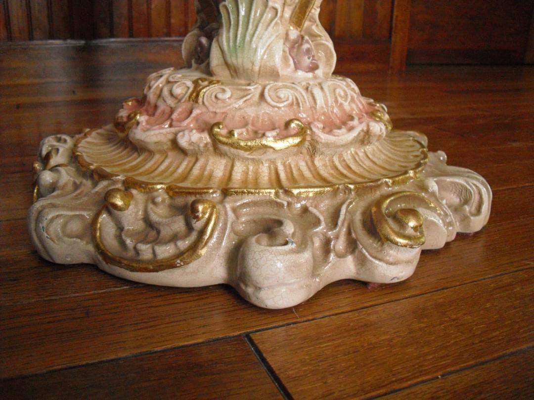 イタリア製 優雅なロココ様式サイドテーブル女神金彩クラック塗装