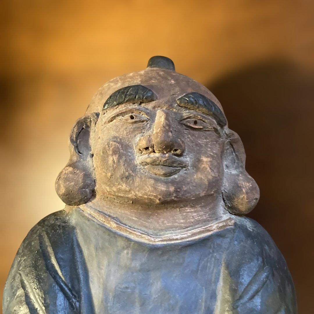 西郷どん似のジャンボ福助(当時物) ＆ 可愛らしいミニ福助の2点セット