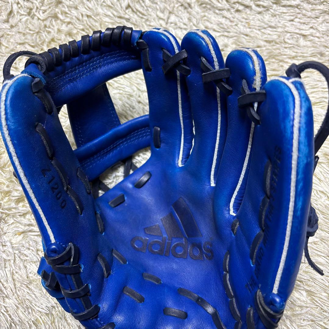 adidas アディダス 軟式 野球グローブ 一般 大人用 本革 希少ブルー 青