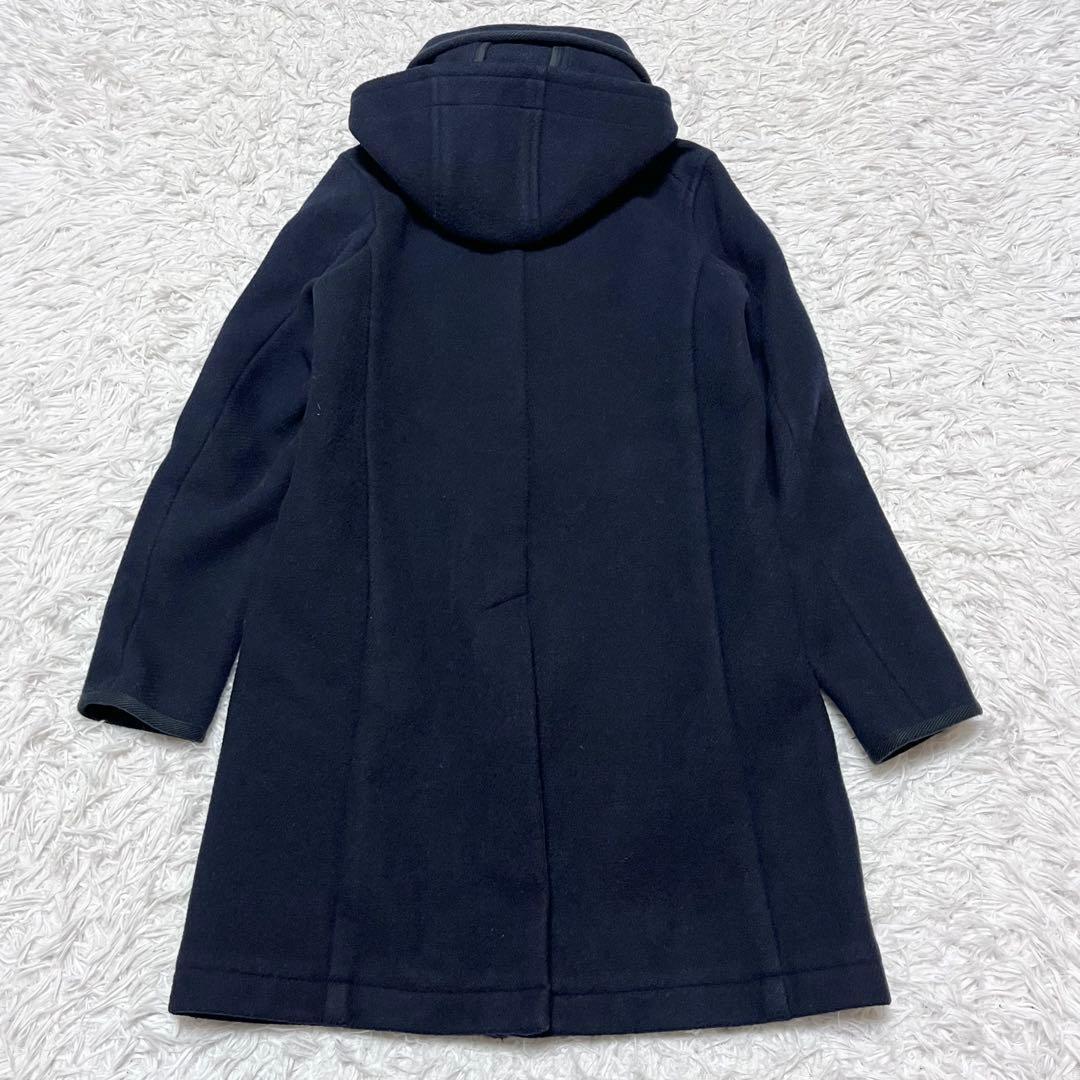 DANTON ウールモッサフード付きコート ミドル丈 ネイビー 34 - メルカリ