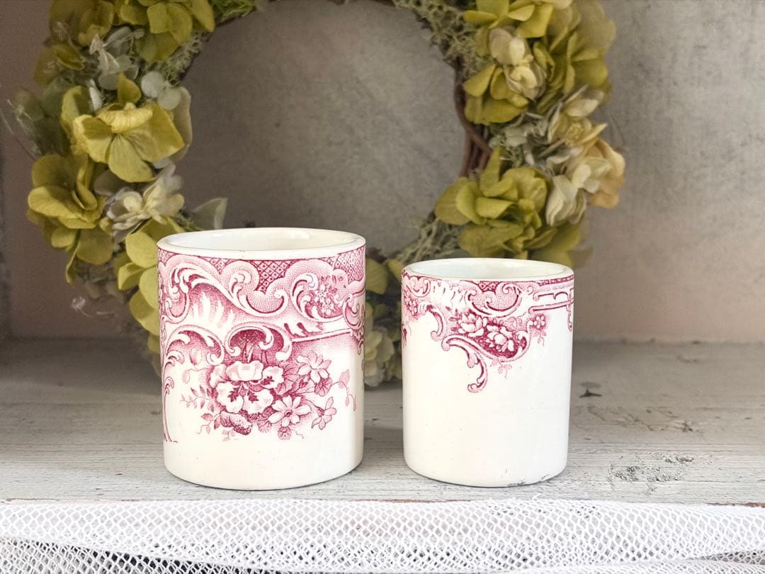 美品】 フランスアンティーク ポット 2個 BFK DAUPHIN ロカイユ