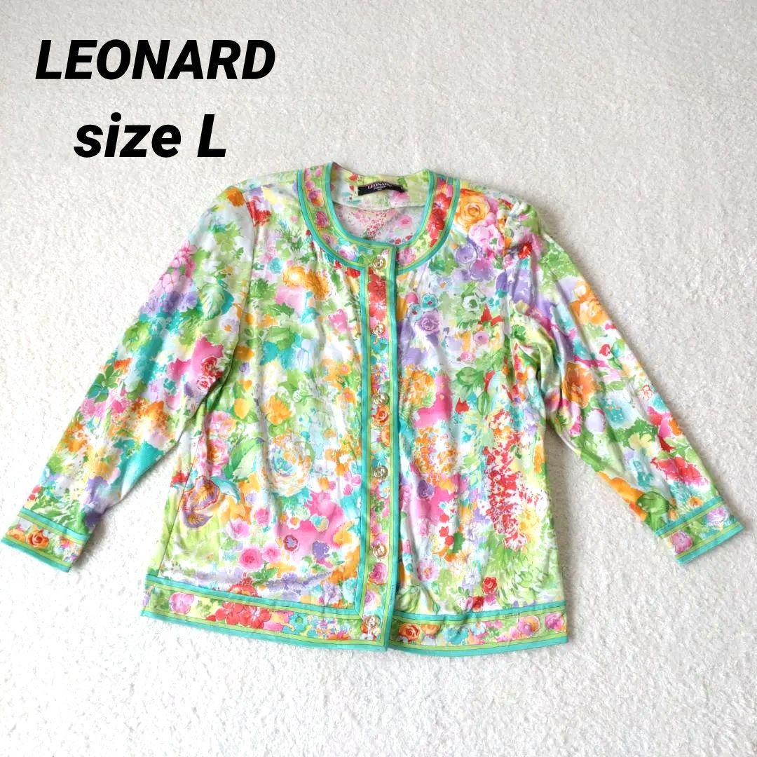 レオナール 花柄カーディガン サイズL 長袖 総柄 ボタニカル - メルカリ