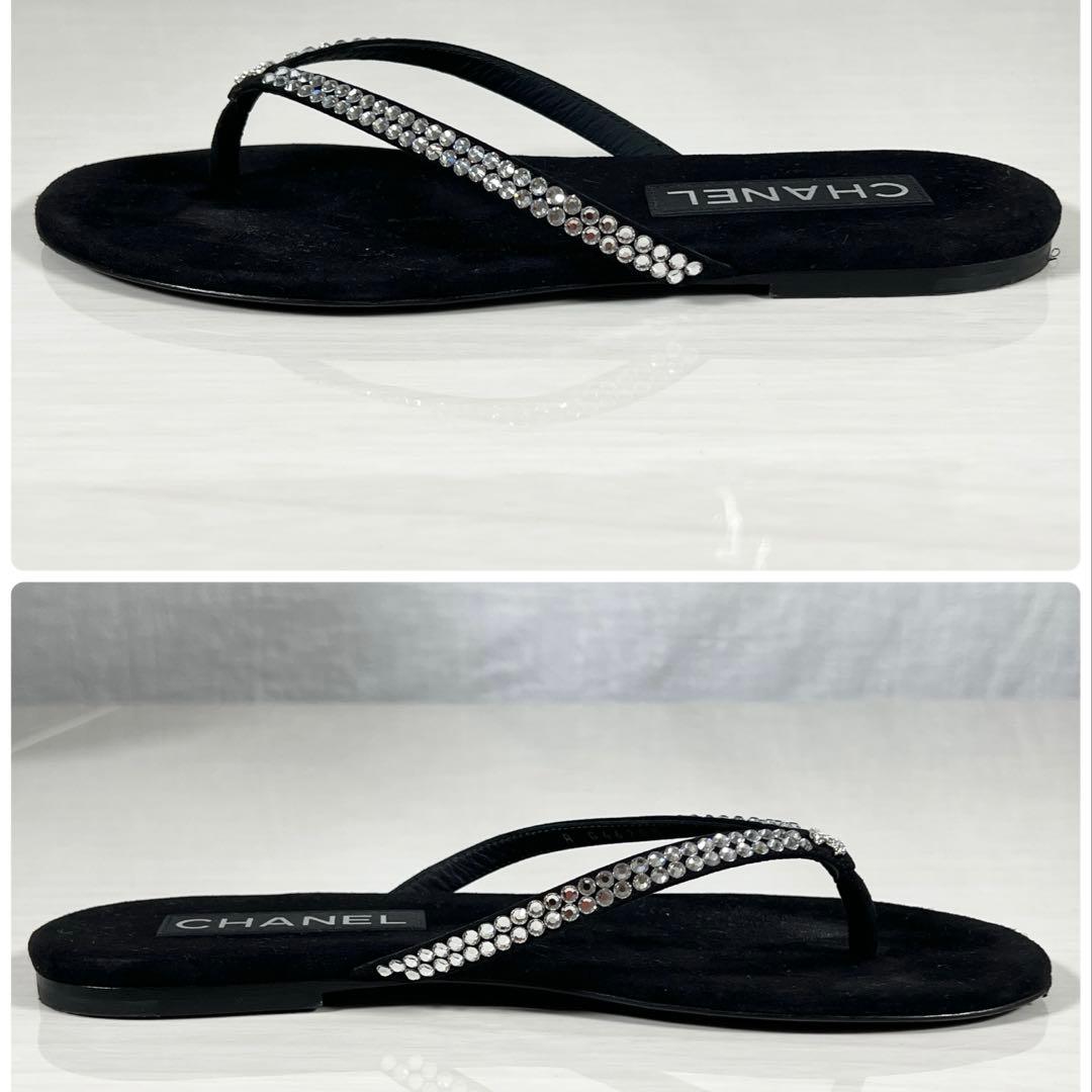 CHANEL サンダル ココマーク ラインストーン 37 23.5cm 箱袋付