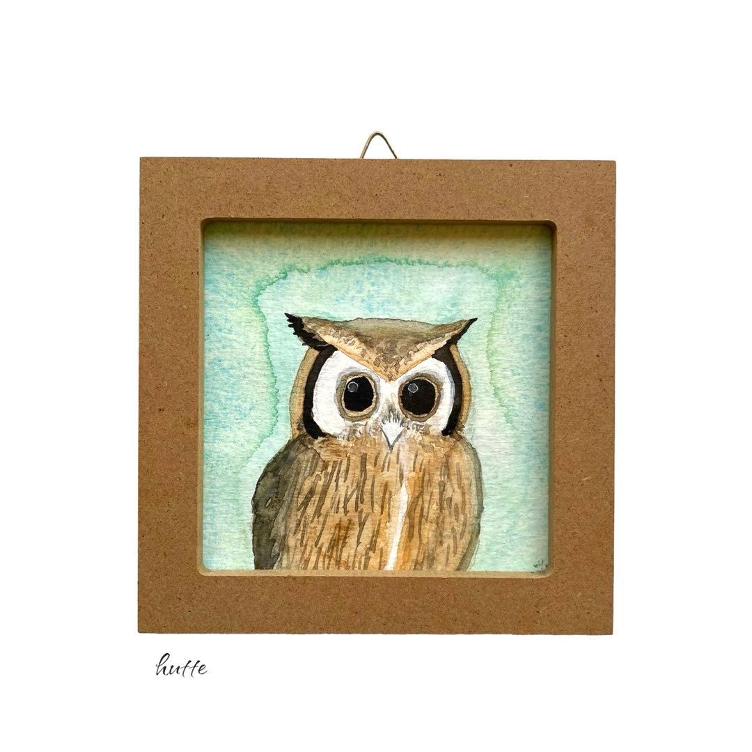 大幅値下げ手書き 水彩画 ハンドメイド 黄金ふくろう 梟