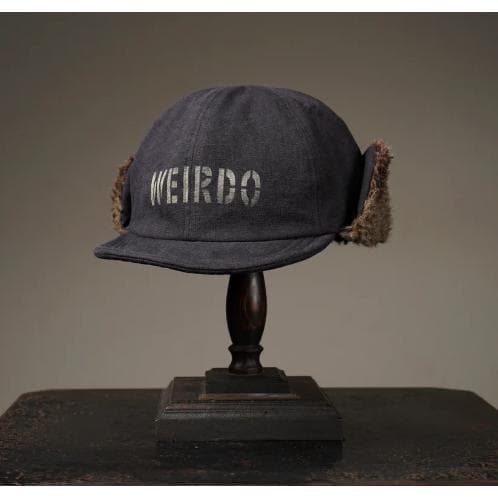 希少美品 WEIRDO デッキキャップ ネイビーL ステンシル イヤーマフ