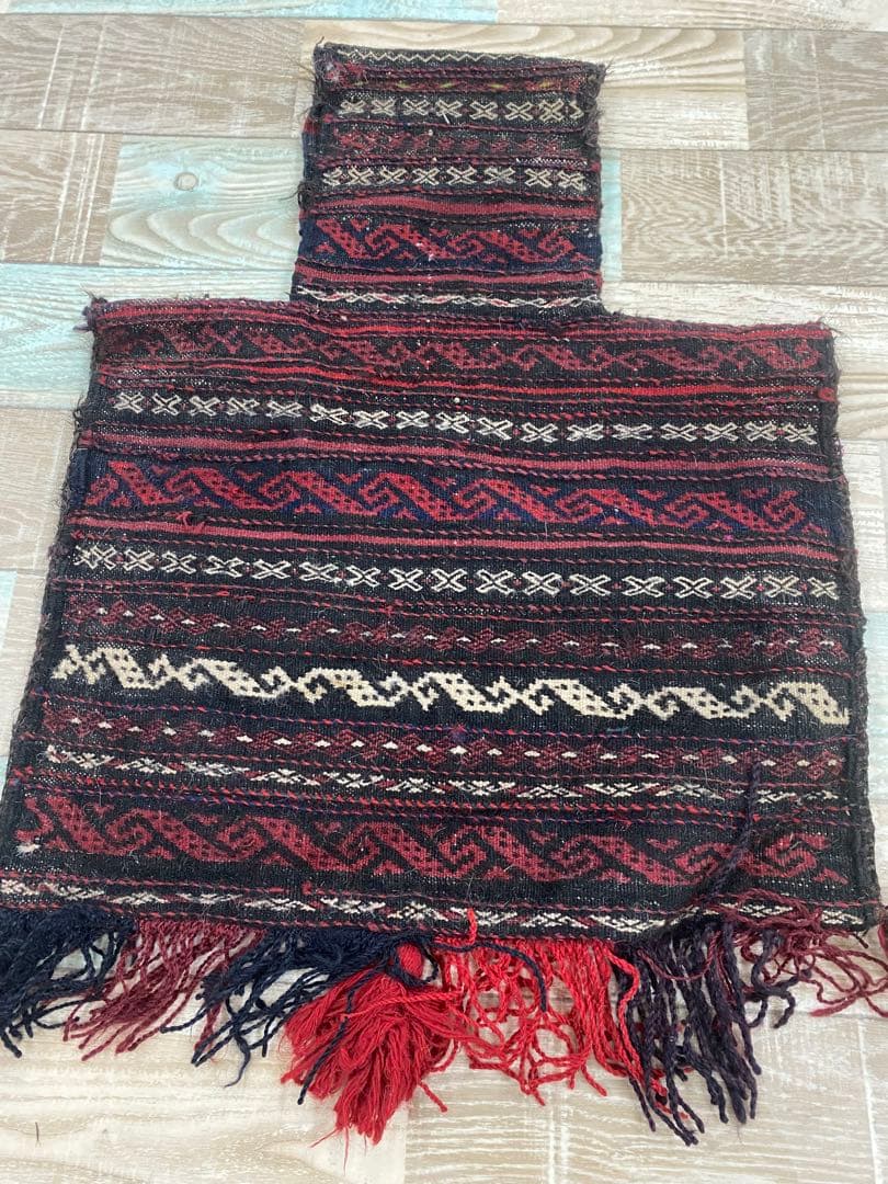 ペルシャ遊牧民の手織りウール100%アンティークソルト入れバッグ