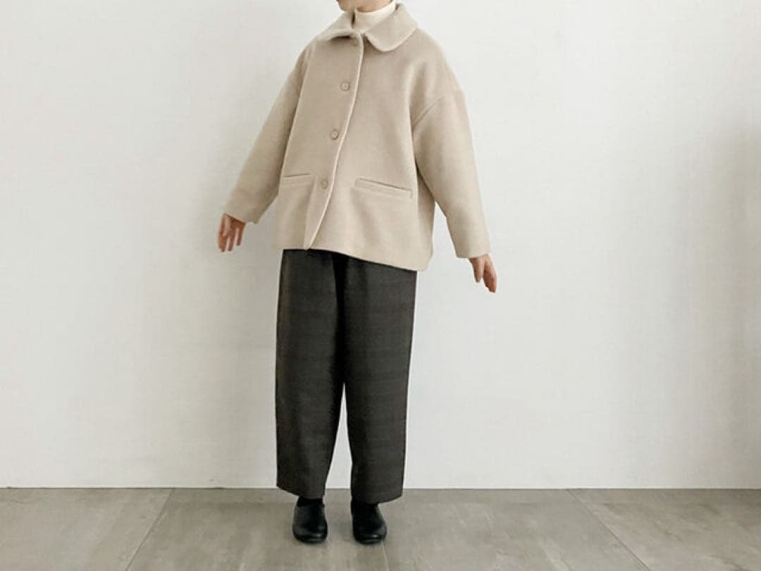 640 休日と詩 マーブルショートコート ベージュ 2024AW - メルカリ