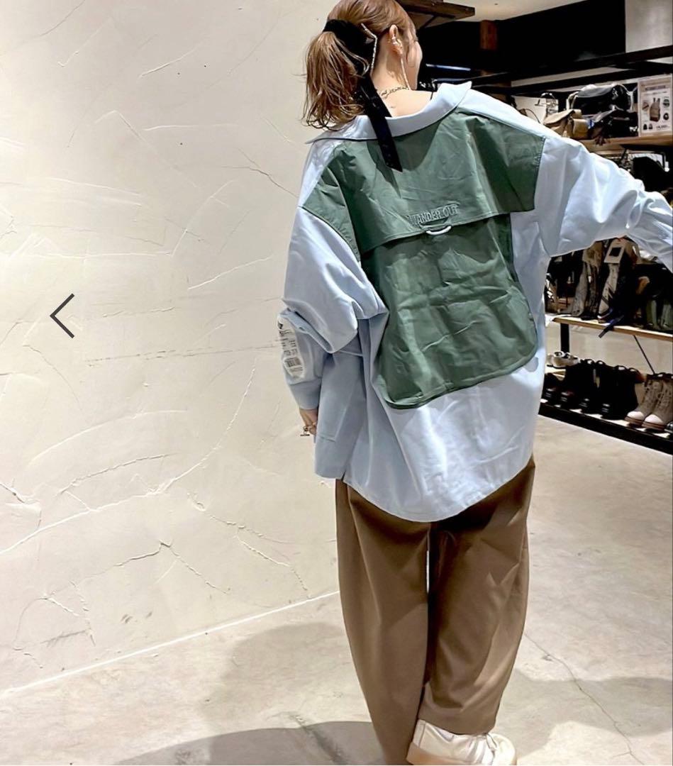 新品】niko and… ニコアンド てぃらバック切り替えシャツ ライトブルー