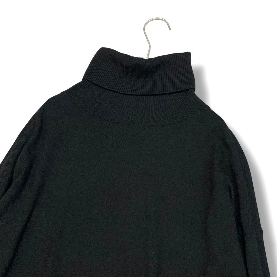 ティッカTICCA ウール100％ コクーン ニット ワンピース ロング丈 黒