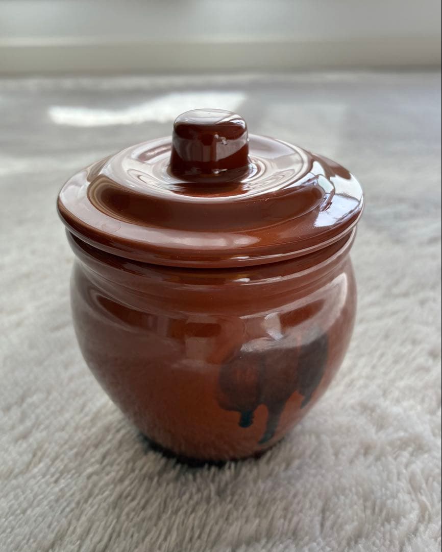 新品未使用】久松窯丸壺180ml 梅干し 漬物容器 カメ 陶器 説明書有