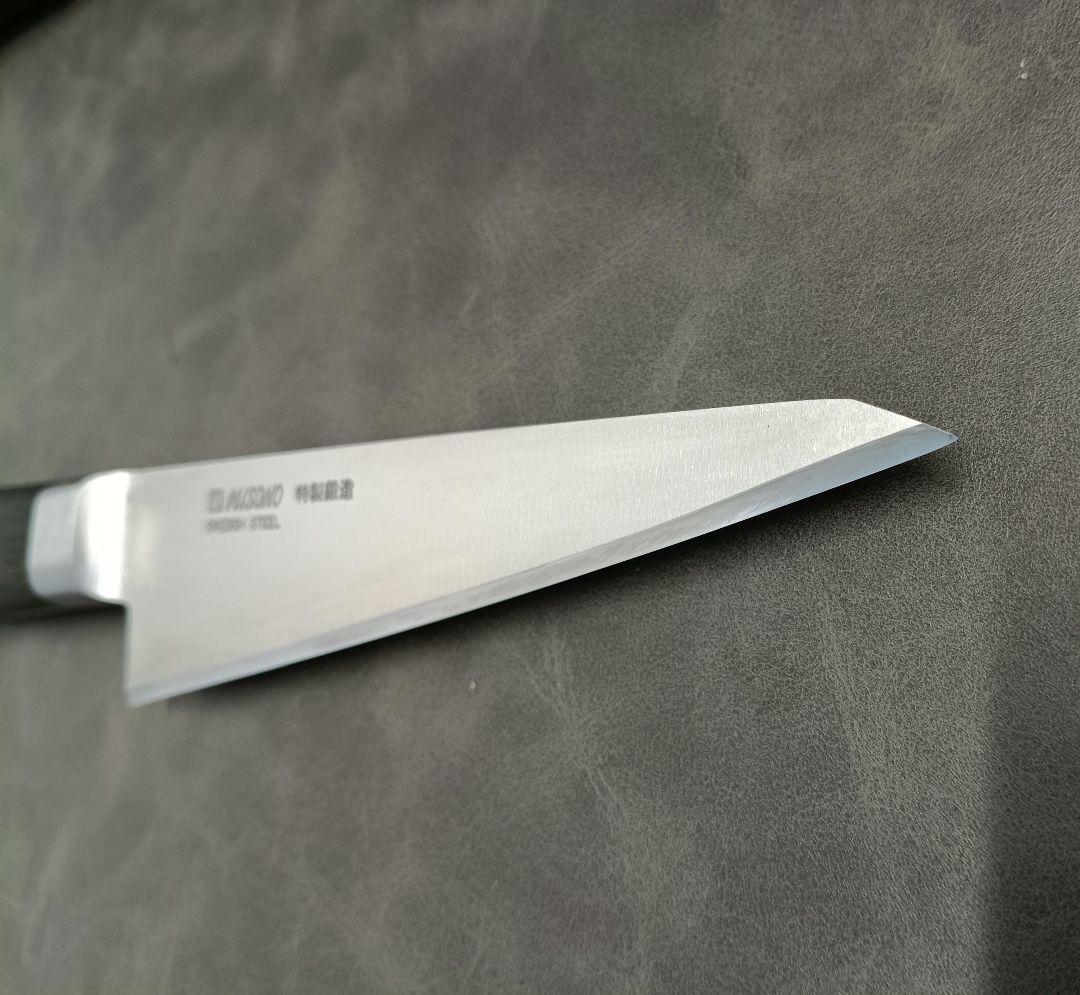 希少】縞黒檀柄 MISONO ミソノ スウェーデン鋼 骨スキ角 包丁