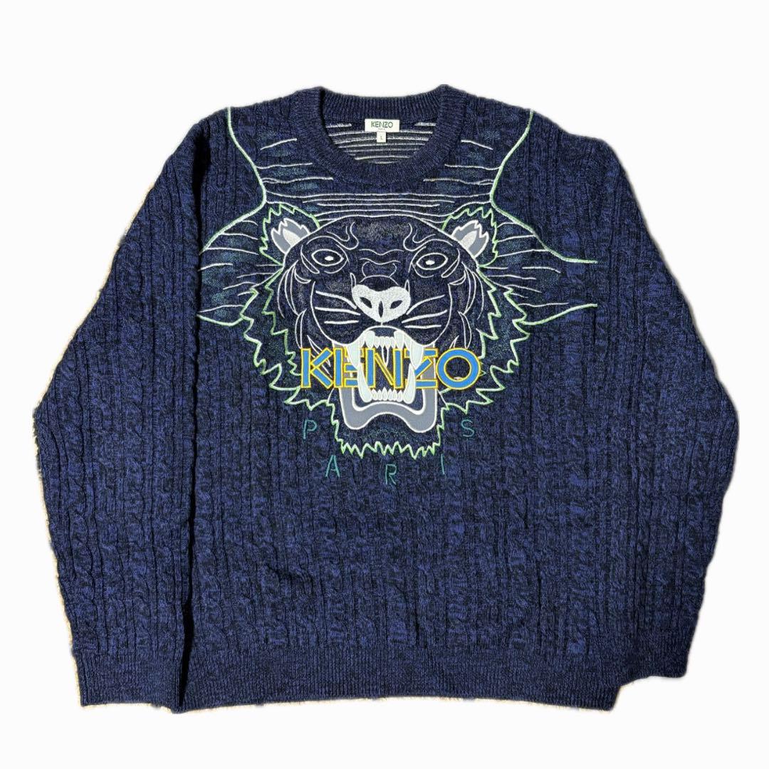 KENZO ライオン刺繍セーター Lサイズ ネイビー KENZO ライオン刺繍セーター Lサイズ ネイビー - メルカリ