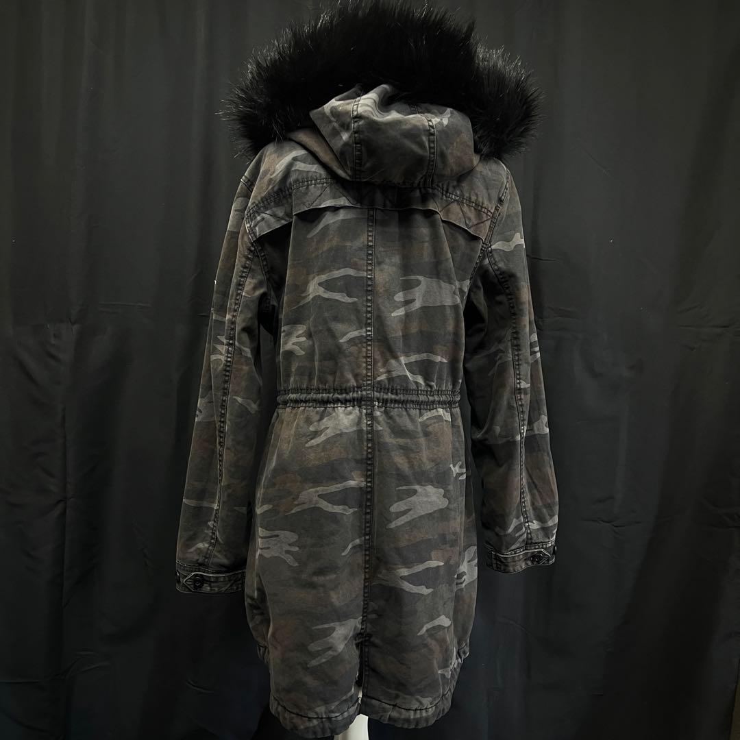ダークコア 平成ギャル y2k ファー付き モッズコート 迷彩 グランジ