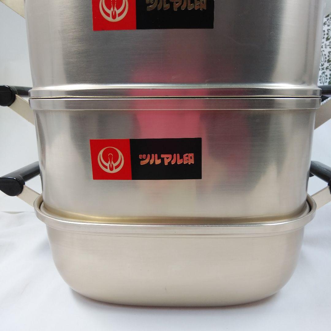 日本アルミ ツルマル印 角型蒸し器 3段 24㎝ 新品/未使用 日本製