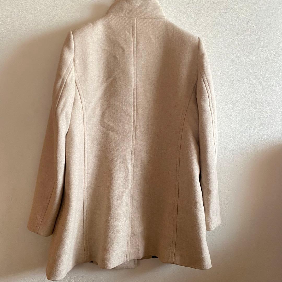 ZARA ダブルブレスト ハイネック ウールブレンドコート - メルカリ