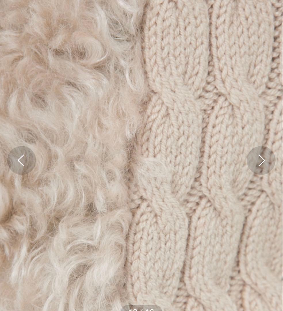 自由区 テディファー コンビ ニット カーディガン 異素材 モヘヤ 38