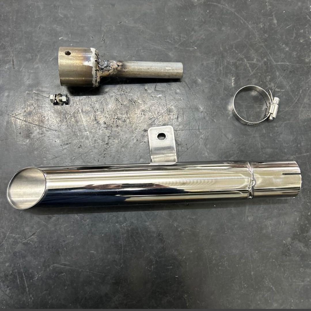 SR400 ワンオフ ステンレス鏡面ベリーショートスラッシュカットマフ