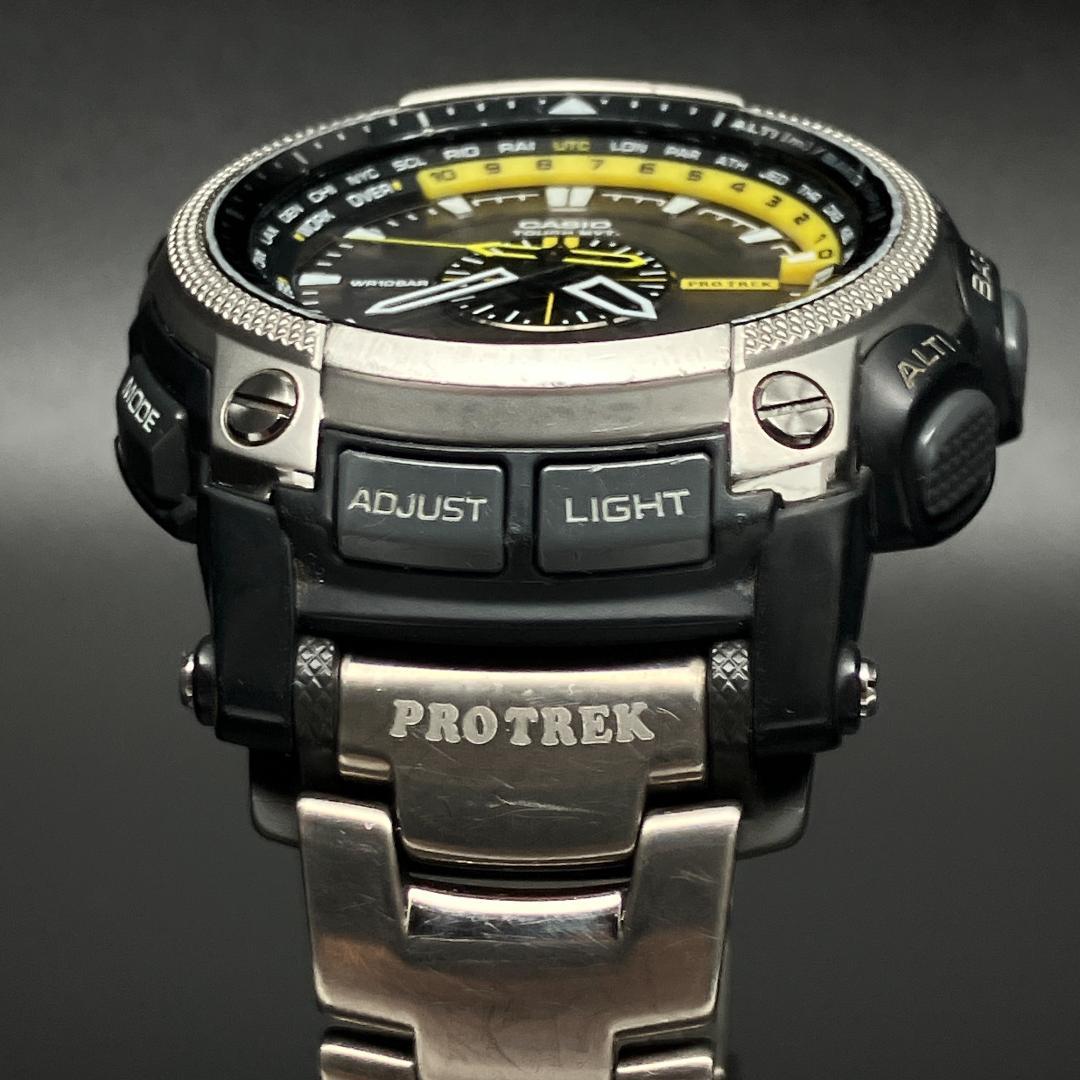 電波ソーラー/稼働】カシオ プロトレック 腕時計 メンズ チタンベルト
