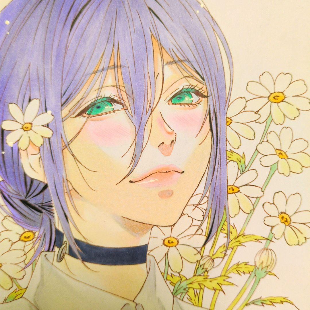 ま*庵様 手描きアナログイラストファンアート チェンソーマン レゼ