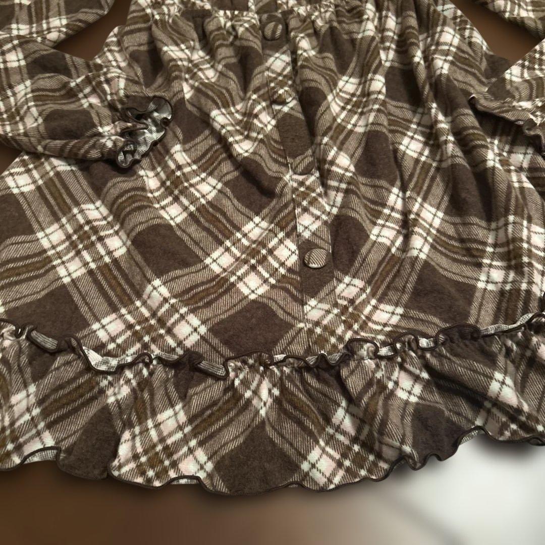 00s 希少 LIZLISA✨（リズリサ）茶色チェック オフショルワンピース