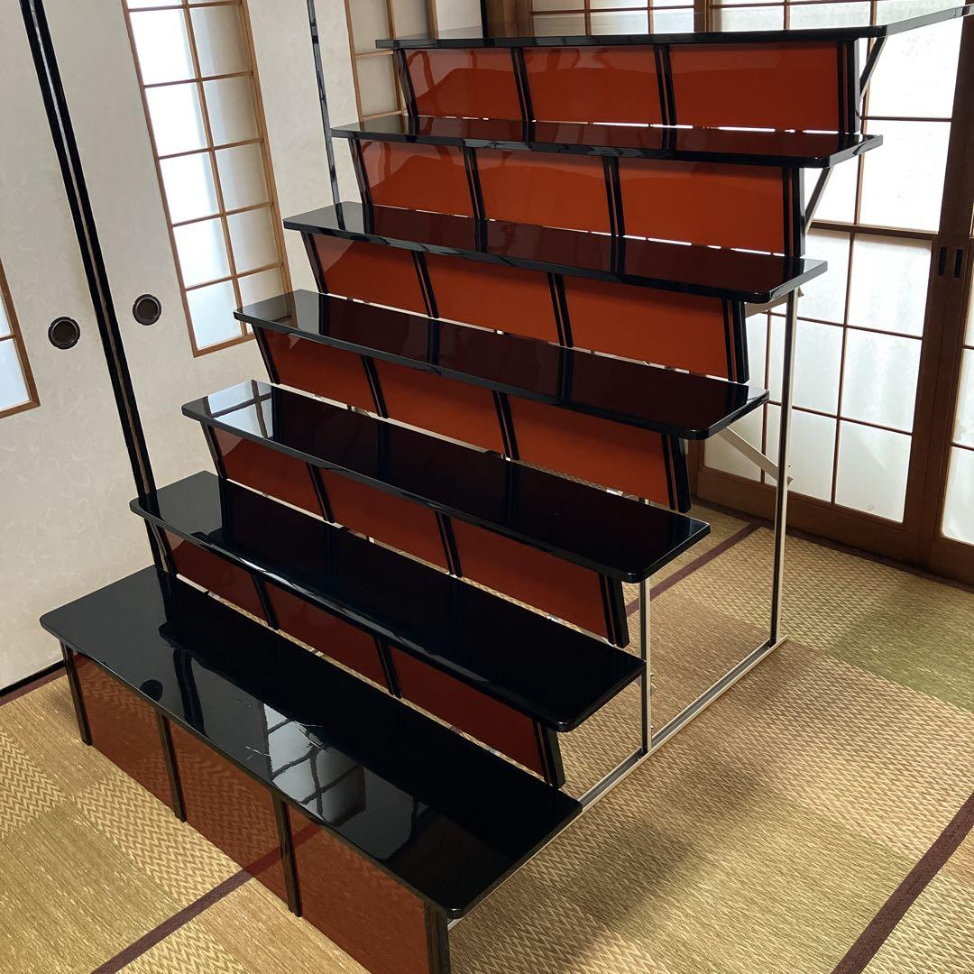 ②高級ひな壇 7段40号 木製黒塗り スチール【①②③同時購入限定