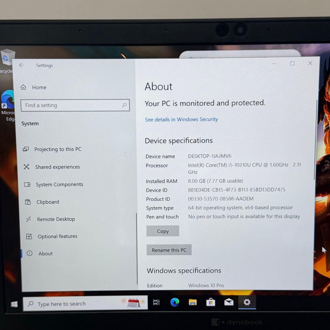 【高性能】Dynabook Core i5 第10世代 -256GB / 8GB
