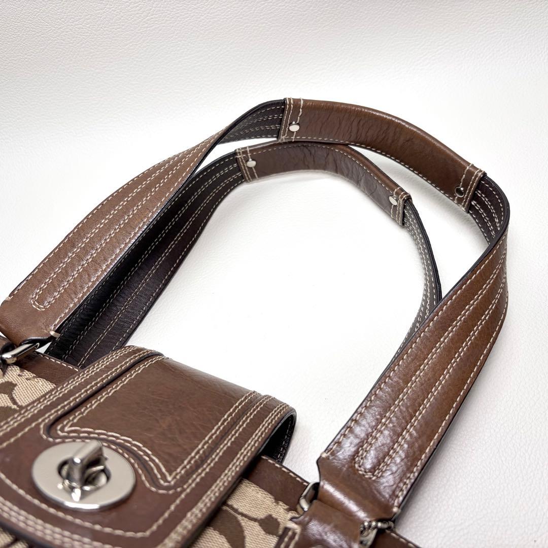 コーチ＊ワンショルダーバッグ キャンバス シグネチャー ブラウン