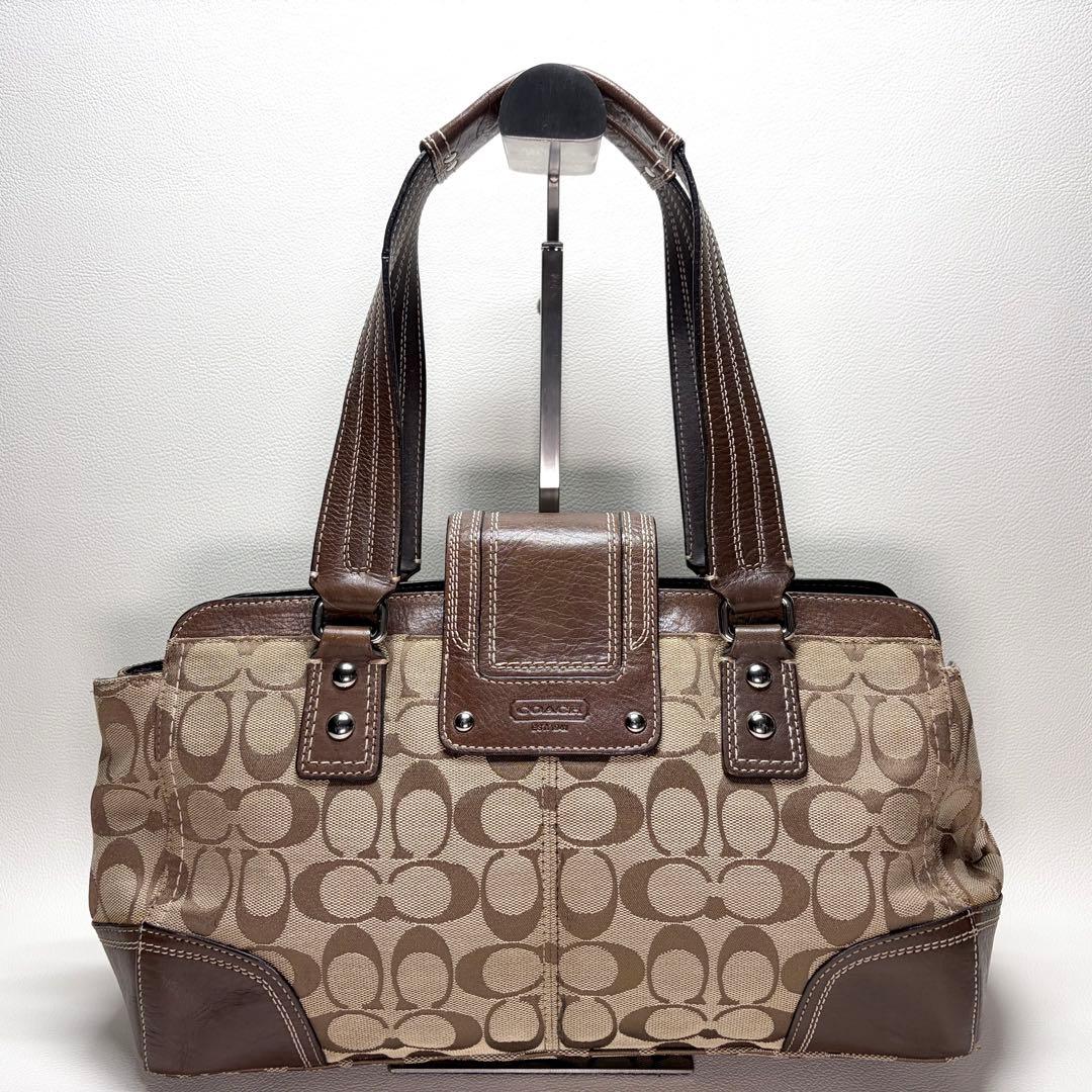 コーチ＊ワンショルダーバッグ キャンバス シグネチャー ブラウン