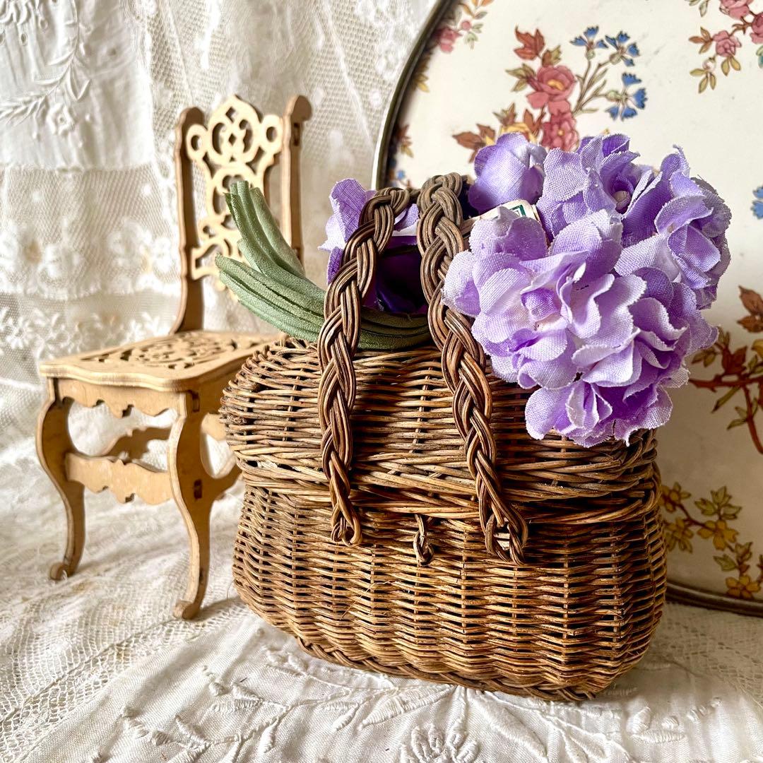 【訳あり】ドールパニエ　フランスアンティーク 人形用 ミニ プチ カゴ 籠 かご アンティーク バスケット パニエ | フランス ドールパニエ 人形用の