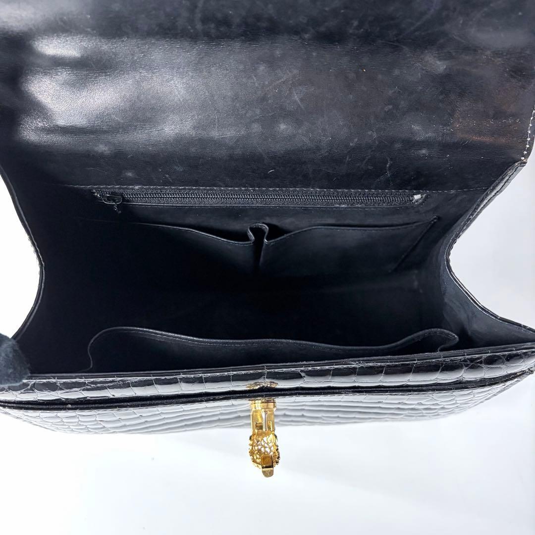 WATA‐ICHI シャイニングクロコ センター取り トップハンドル 黒の通販