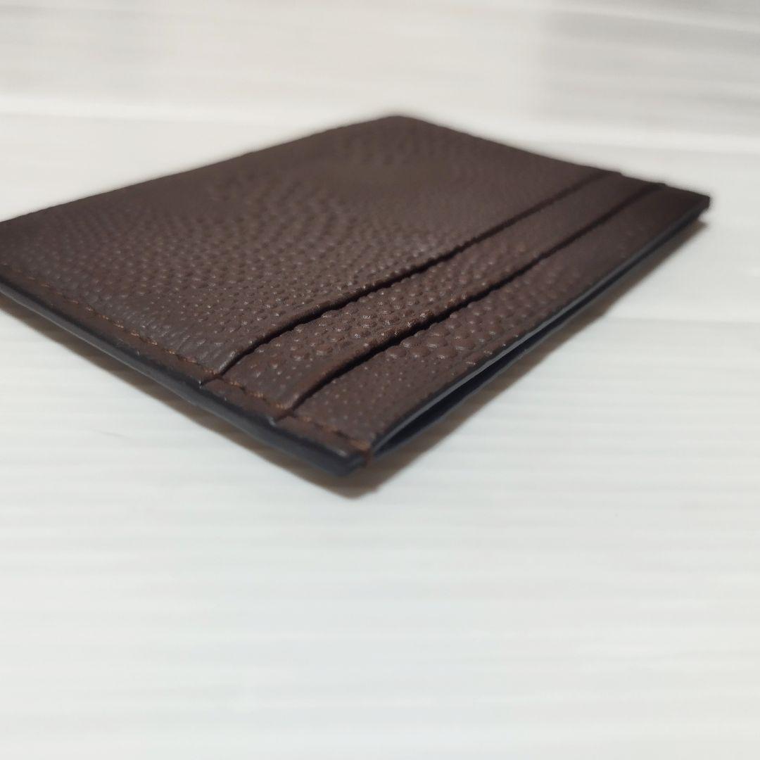 極美品 ティファニー ウェーブエンボス レザー カードケース 茶 箱無し