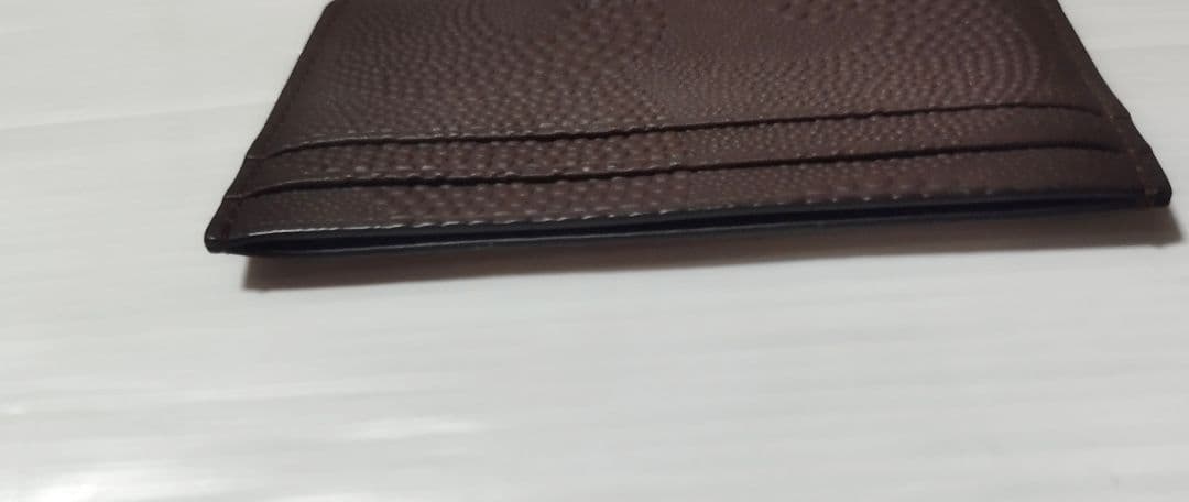 極美品 ティファニー ウェーブエンボス レザー カードケース 茶 箱無し