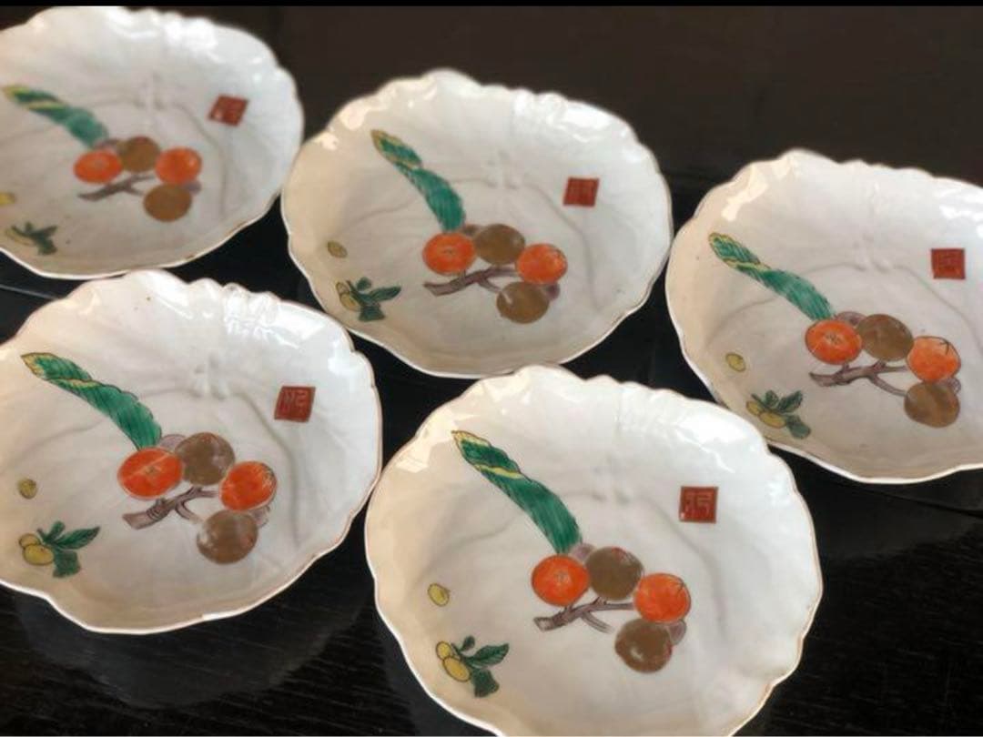 母」古伊万里 枇杷図 変わり皿 5客 （806A） - メルカリ