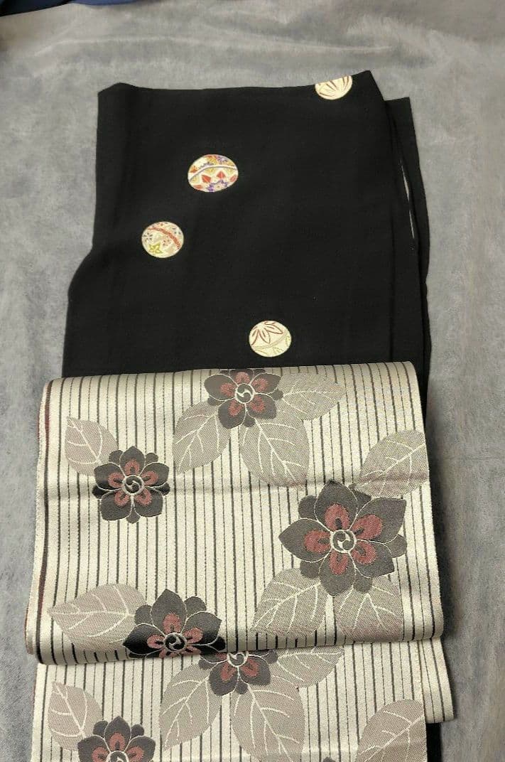 小紋 黒地 正絹 トールサイズ 鞠 スーパー京ガード加工 単衣 居敷当