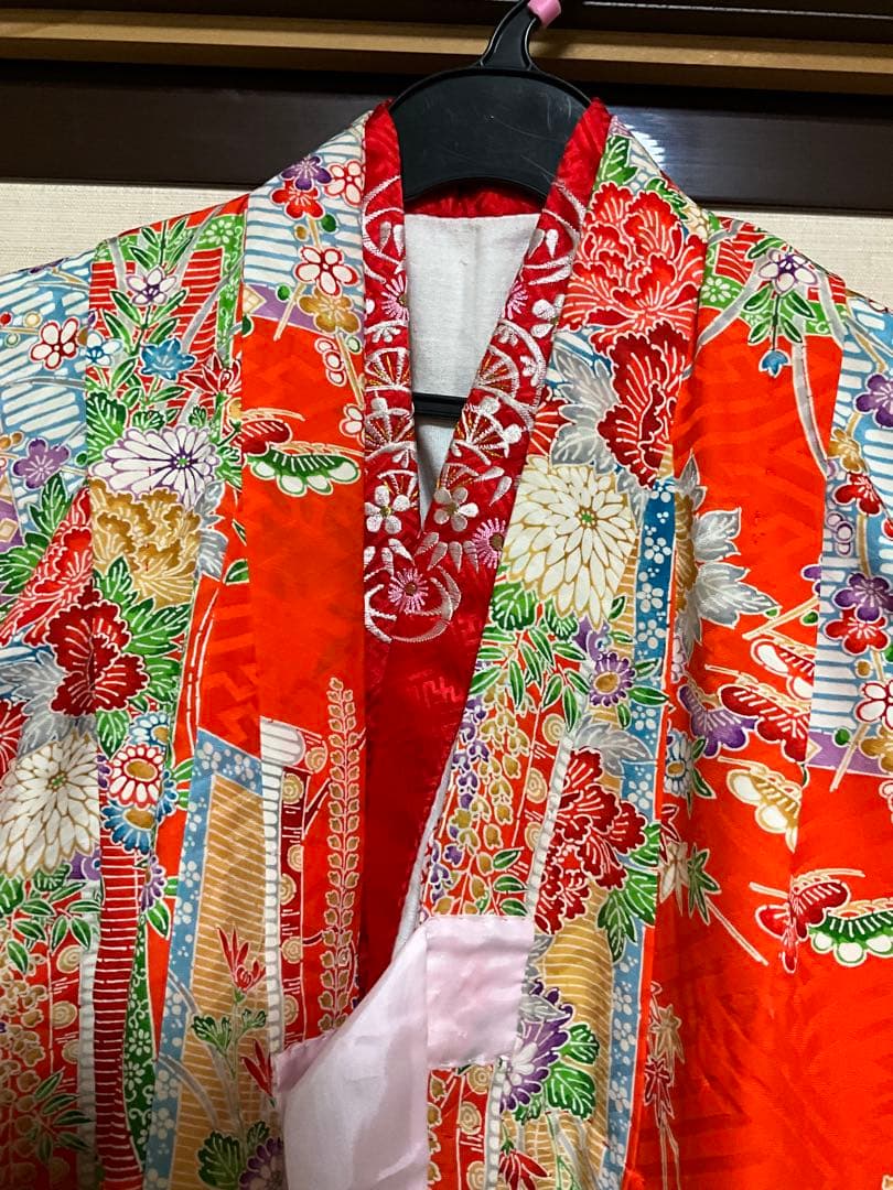 uuuu　七五三　着物　３歳　正絹 3歳女の子七五三の正絹着物レンタル、絹の被布セット753レンタルなら