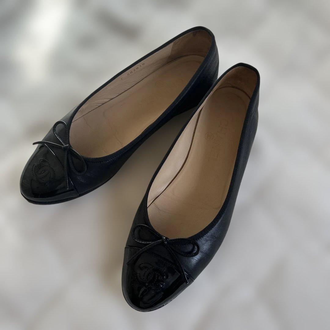 希少サイズ！シャネル バレリーナ バレエシューズ ブラック 39.5 靴
