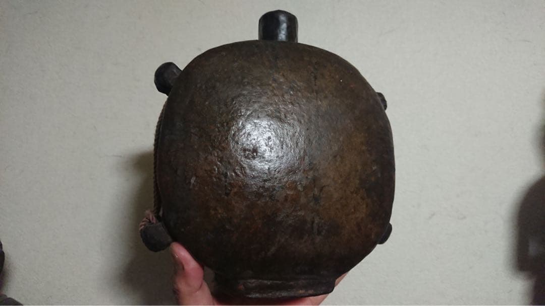 花器 李朝 扁壺 黒高麗 花入 漆塗 茶道 茶道具 華道 陶磁器 骨董 古