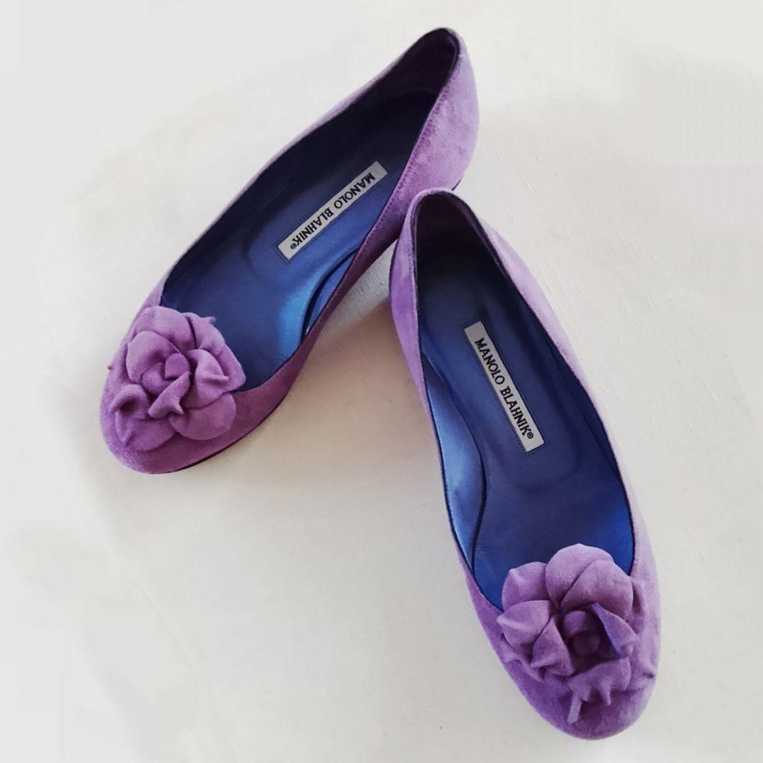 マノロブラニク スウェード パンプス バレエシューズ フラットシューズ MANOLO BLAHNIK（マノロブラニク） パンプス TUBERIAN SUEDE DAIM 090