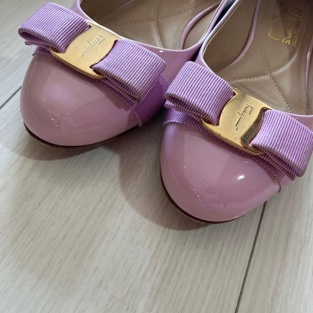 美品2度着　フェラガモ　ピンクバレーシューズ　6 (23.0cm〜23.5cm)