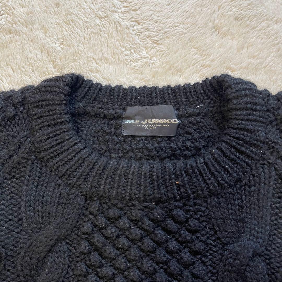 入手困難 vintage 古着 肉厚 フィッシャーマン アランニット ブラック