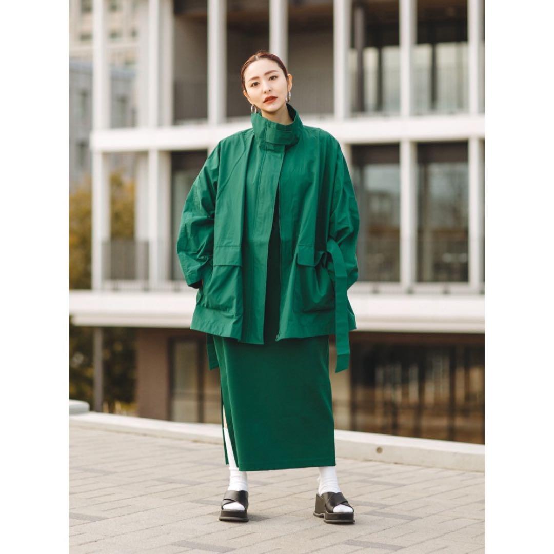 24SS ユニクロシー UNIQLO:C スタンドカラーオーバーサイズコート 緑