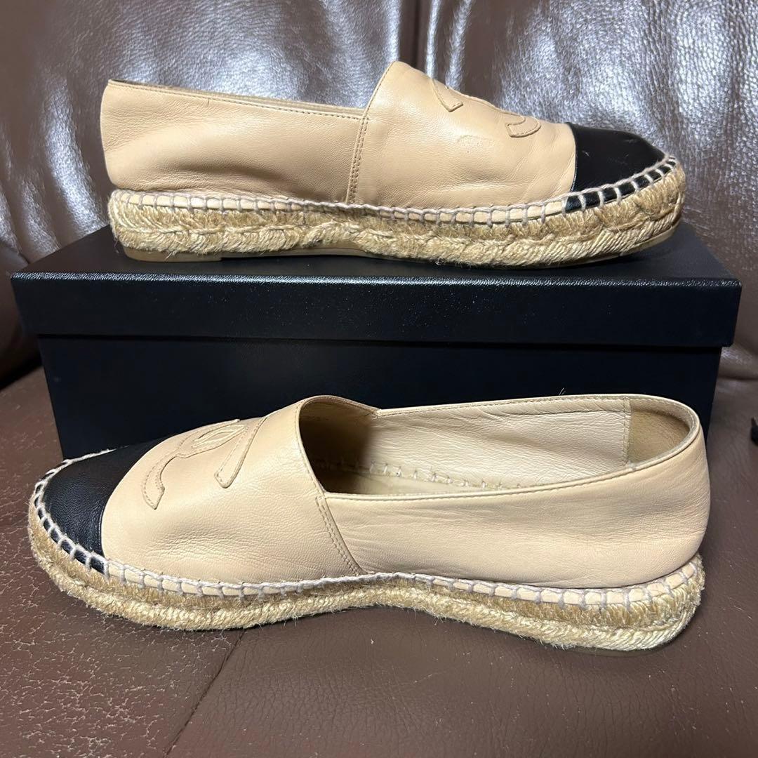 CHANEL 美品 ベージュ エスパドリーユ 37 23.5 cm バイカラー - メルカリ