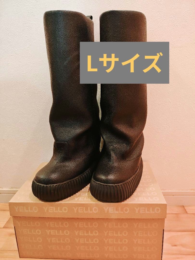 n*e様 YELLO FLAT TIRE LIFTED TALL BOOTS L FLAT TIRE LIFTED TALL BOOTS – YELLO